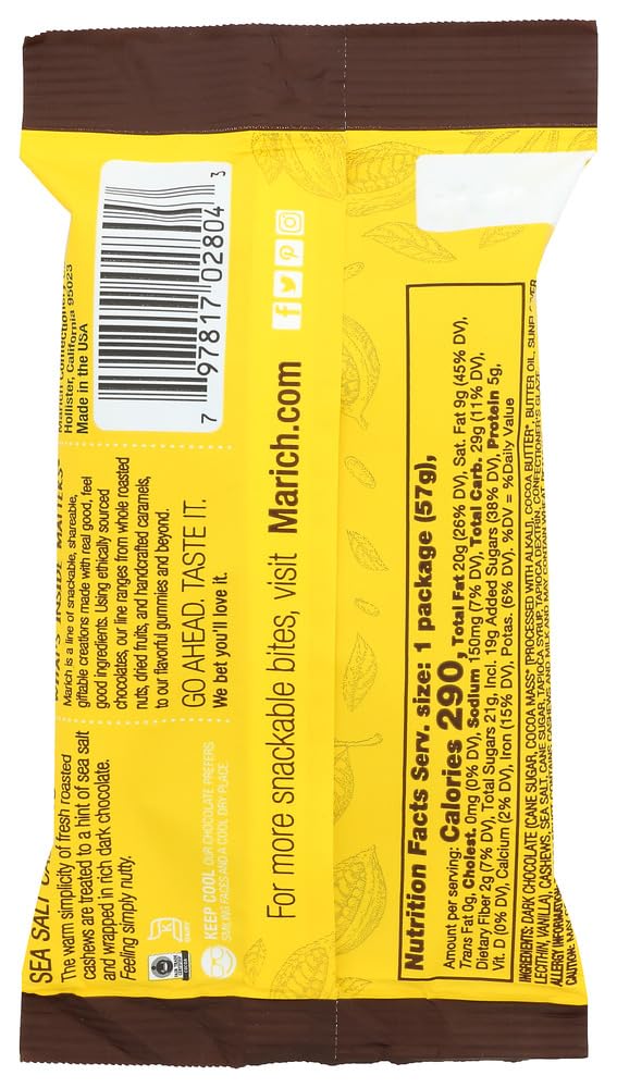 Marich Enhanced Dark Chocolate Sea Salt Cashews, 2.3-Ounce (Pack Of 12)
