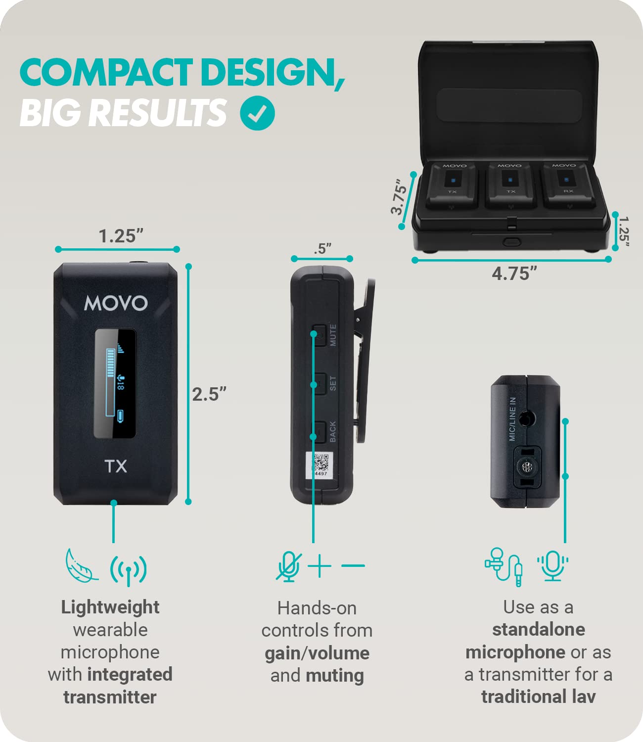 Movo Wmx-2-Duo Wireless Lavalier Microphone Lapel Mic With Charging Case - Lav Mic, Wireless Lapel Microphone 24Ghz Wireless Mic