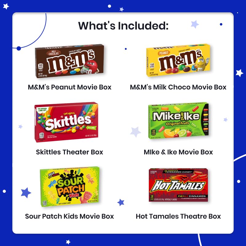 Movie Night Basket Gift Set - with Candy Variety Pack  Movie Trays  Movie Snacks & Popcorn Set - Gift Baskets For Families by Cheshire Gifts