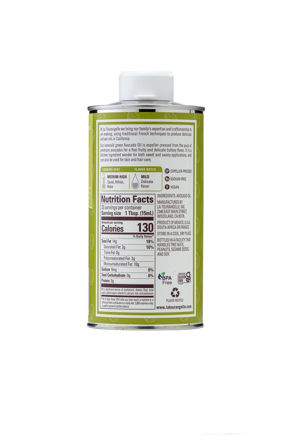 La Tourangelle, Avocado Oil, Handcrafted From Premium Avocados, Great For Cooking, As Butter Substitute, And For Skin And Hair, 16.9 Fl Oz