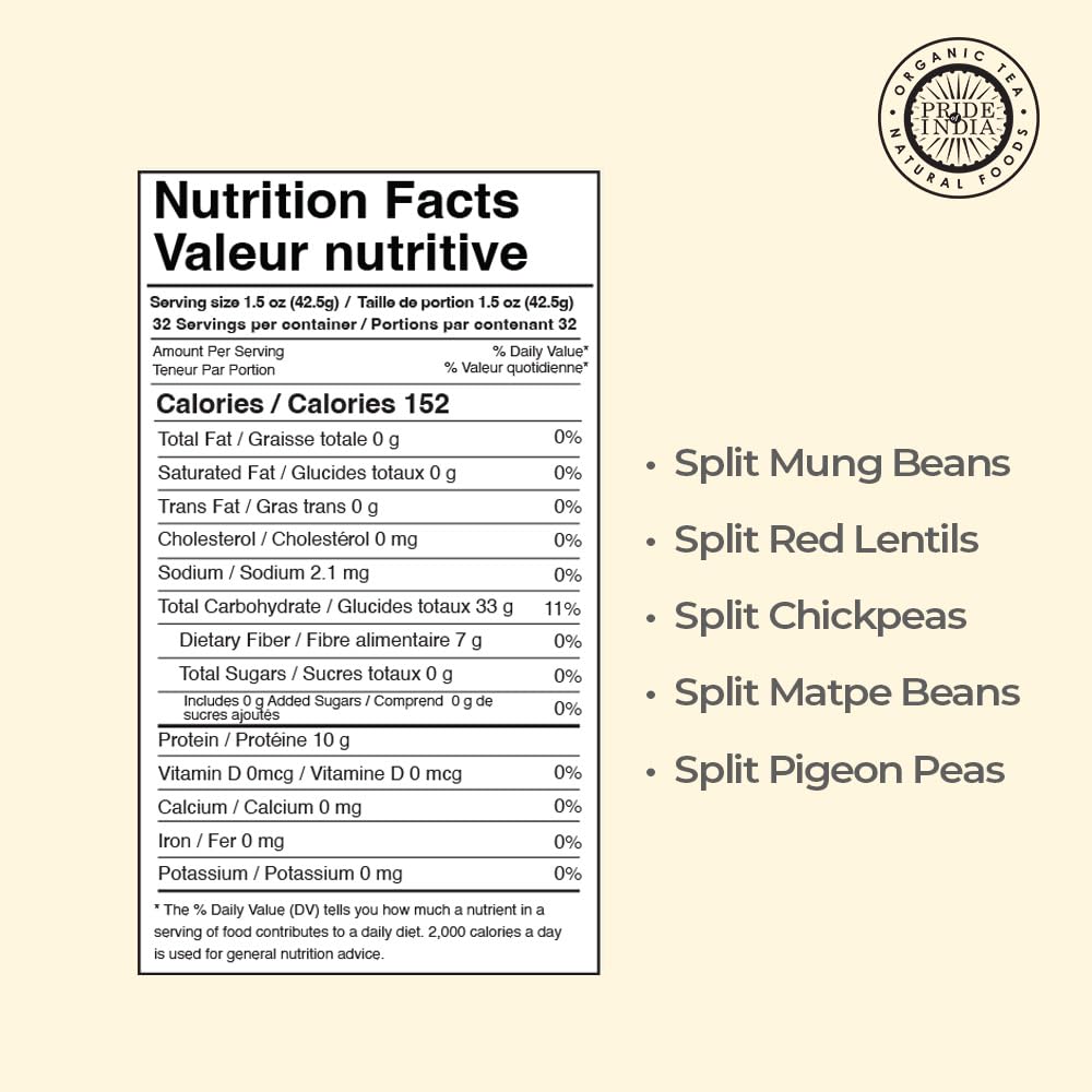 Pride Of India Indian Bean & Lentil Superfood 5 Delicious Panchratna Dal Mix, 3 lbs Jar