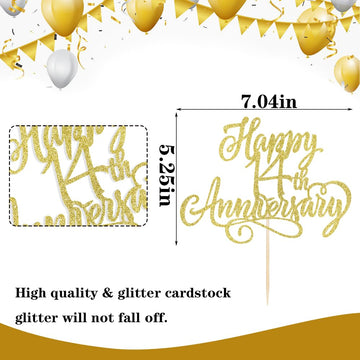 Arokippry Happy 14Th Anniversary Cake Toppers -Wedding Anniversary Party Decorations, 14Th Wedding Anniversary, Company Annivers