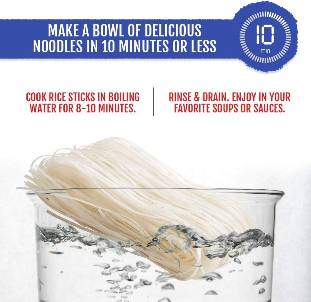 Best of Thailand Rice Noodle Sticks - Non-GMO, Gluten-Free, Kosher for Passover, 3mm