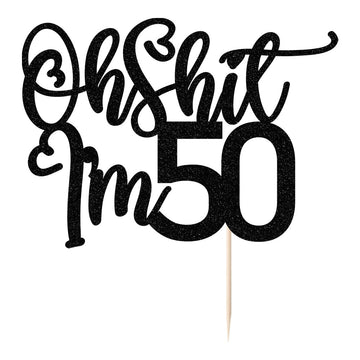 Black Flash Oh Shit I'M 50 Cake Topper, Happy 50Th Birthday/Cheers To 50 Years/Sweet 50, Funny 50Th Birthday Party Decorations S