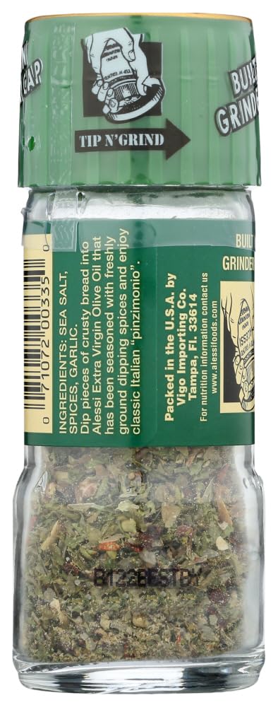 Alessi Herb & Seasoning Grinder, Dipping Spices For Olive Oil, Tip N' Grind (Garlic, 0.76 Ounce (Pack Of 1))