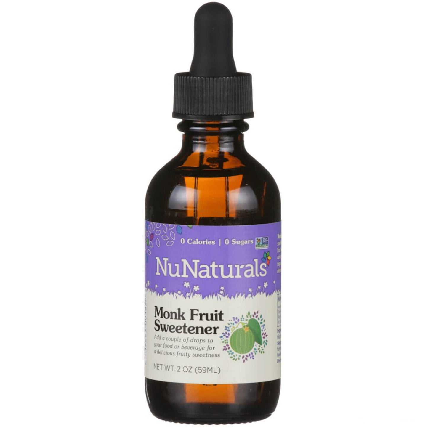NuNaturals Monk Fruit Liquid Sweetener, Zero-Calorie, Plant-Based, 2 oz, Clear, Model 739223001852
