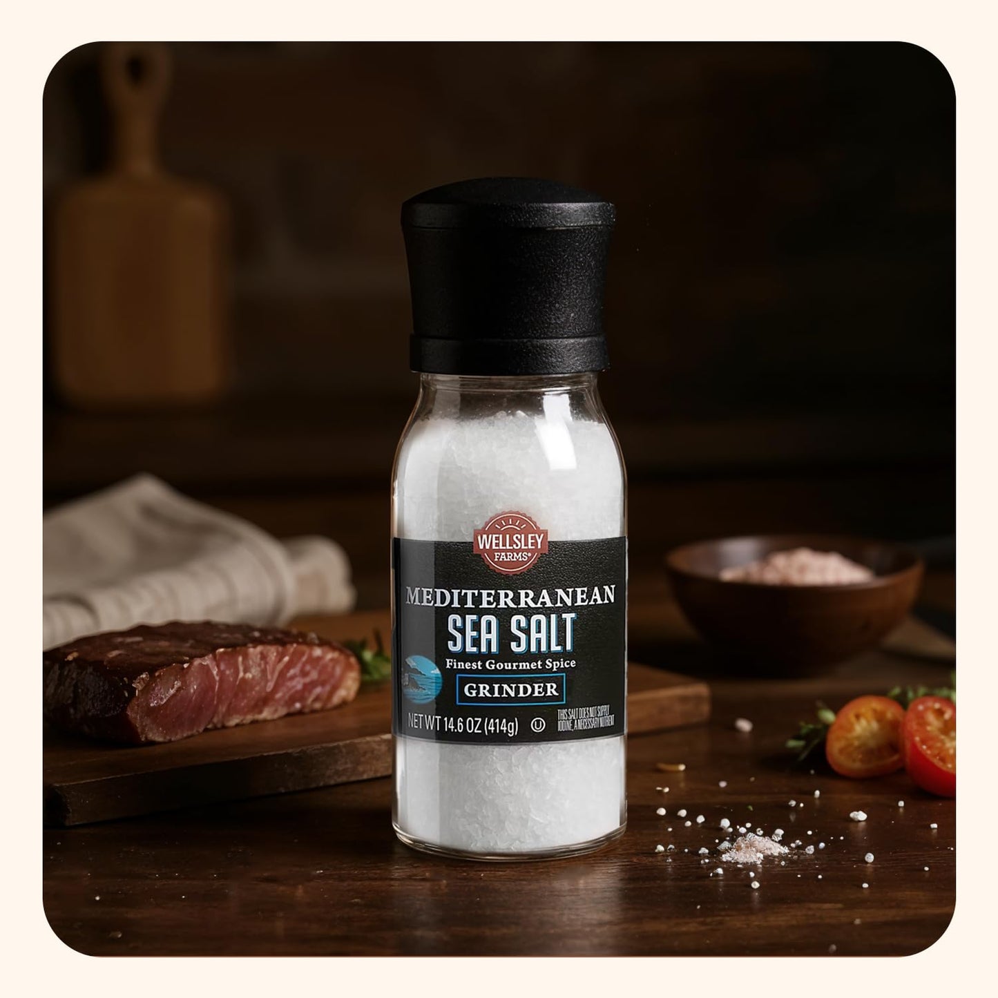 Wellsley Farms Mediterranean Sea Salt Grinder, 14.6 Ounce