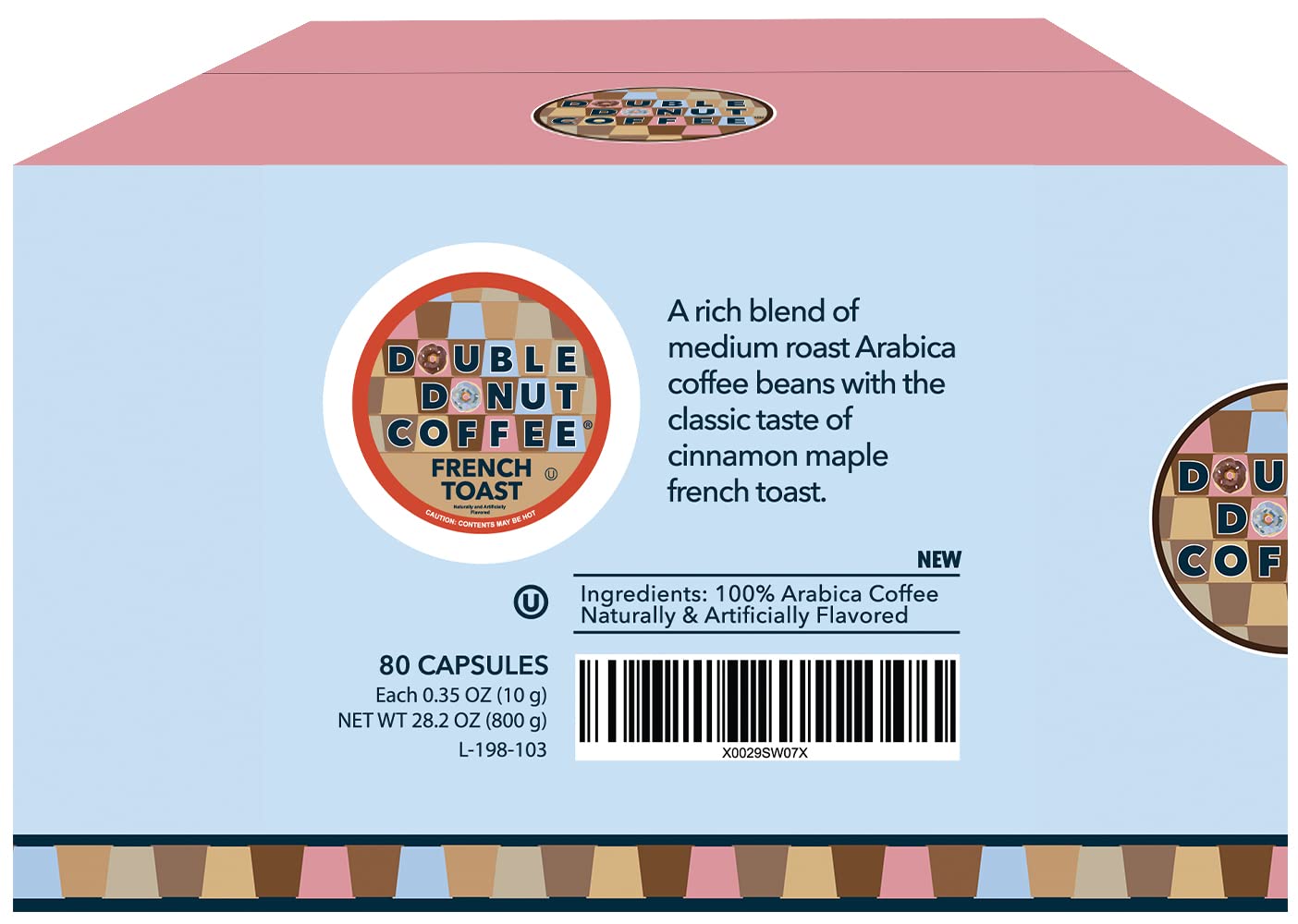 Double Donut Coffee French Toast Flavored Coffee Pods, 80 Count for Keurig K Cups