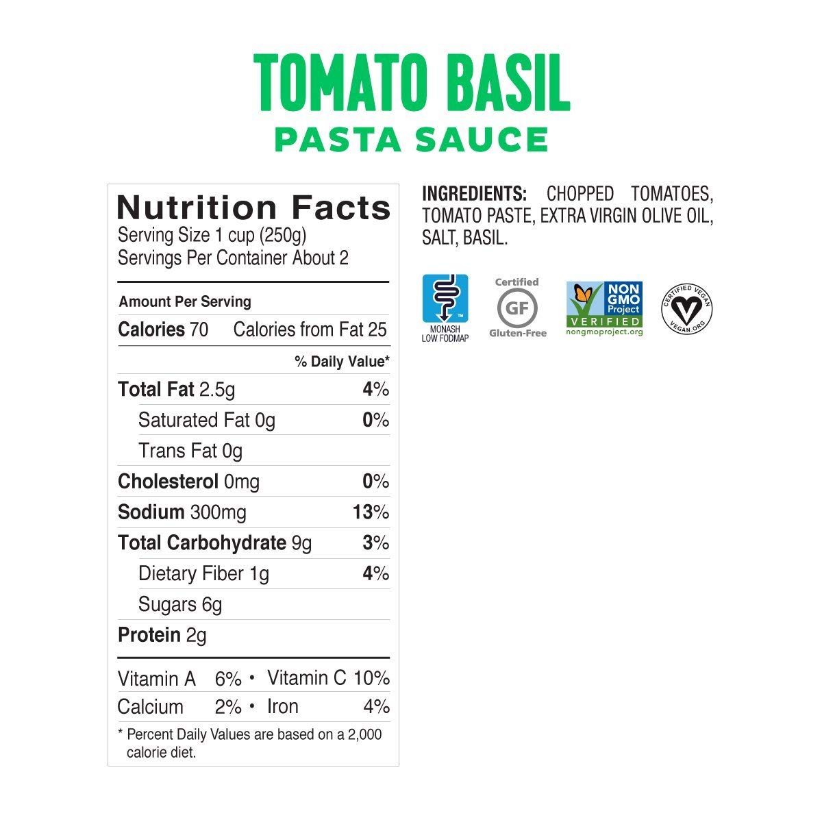 FODY FOOD COMPANY Pasta Sauce, Tomato Basil, 19.4 OZ (0628055758013)