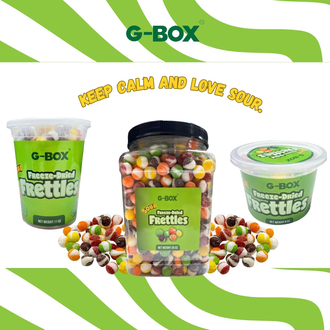 G-Box Freeze Dried Candy Frettles, Delightful Crunchy Fruity Flavorful Burst, Tiktok Trend Items, Air-Tight Sealed In A Grip Jar