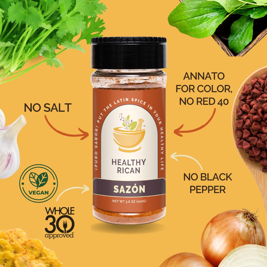 Healthy Rican Savory Chicken Mix Sazon and Sofrito Herb Seasoning for Meat Beef Vegetables Stews BBQ Non GMO No MSG Artificial F