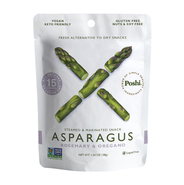 Poshi Marinated Asparagus Cuts Snack Pack | Rosemary + Oregano | Keto, Vegan, Paleo, Non Gmo, Low Carb + Calorie, Gluten Free, F