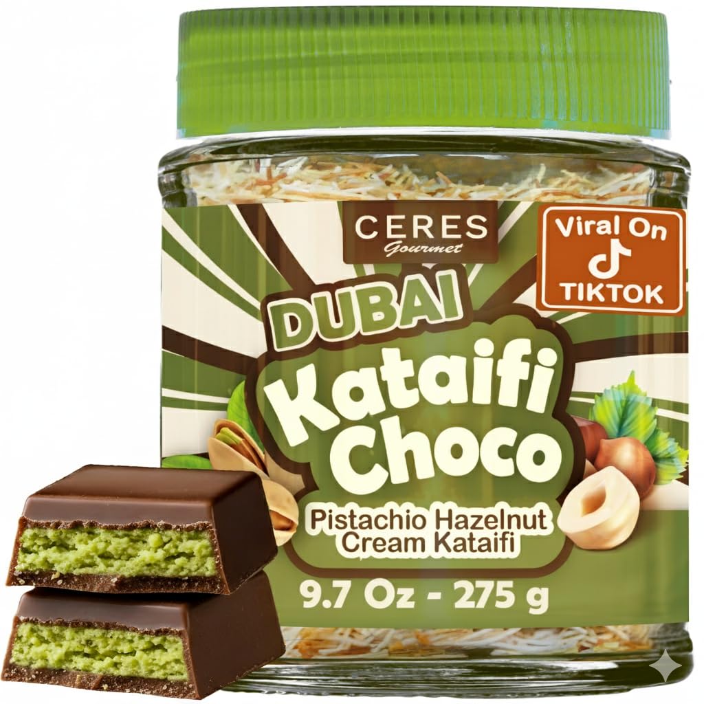 Dubai Spreadable Chocolate- enhanced Pistachio Spread with Roasted Phyllo  Gourmet Breakfast Chocolate  Crunchy Dubai Chocolate Filling