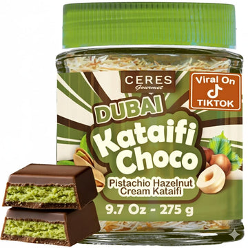 Dubai Spreadable Chocolate- enhanced Pistachio Spread with Roasted Phyllo  Gourmet Breakfast Chocolate  Crunchy Dubai Chocolate Filling