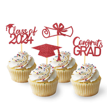 2024 Graduation Cupcake Toppers, Class Of 2024 Cupcake Toppers For Graduation Decorations, Congrats Grad Graduation Cake Decorat