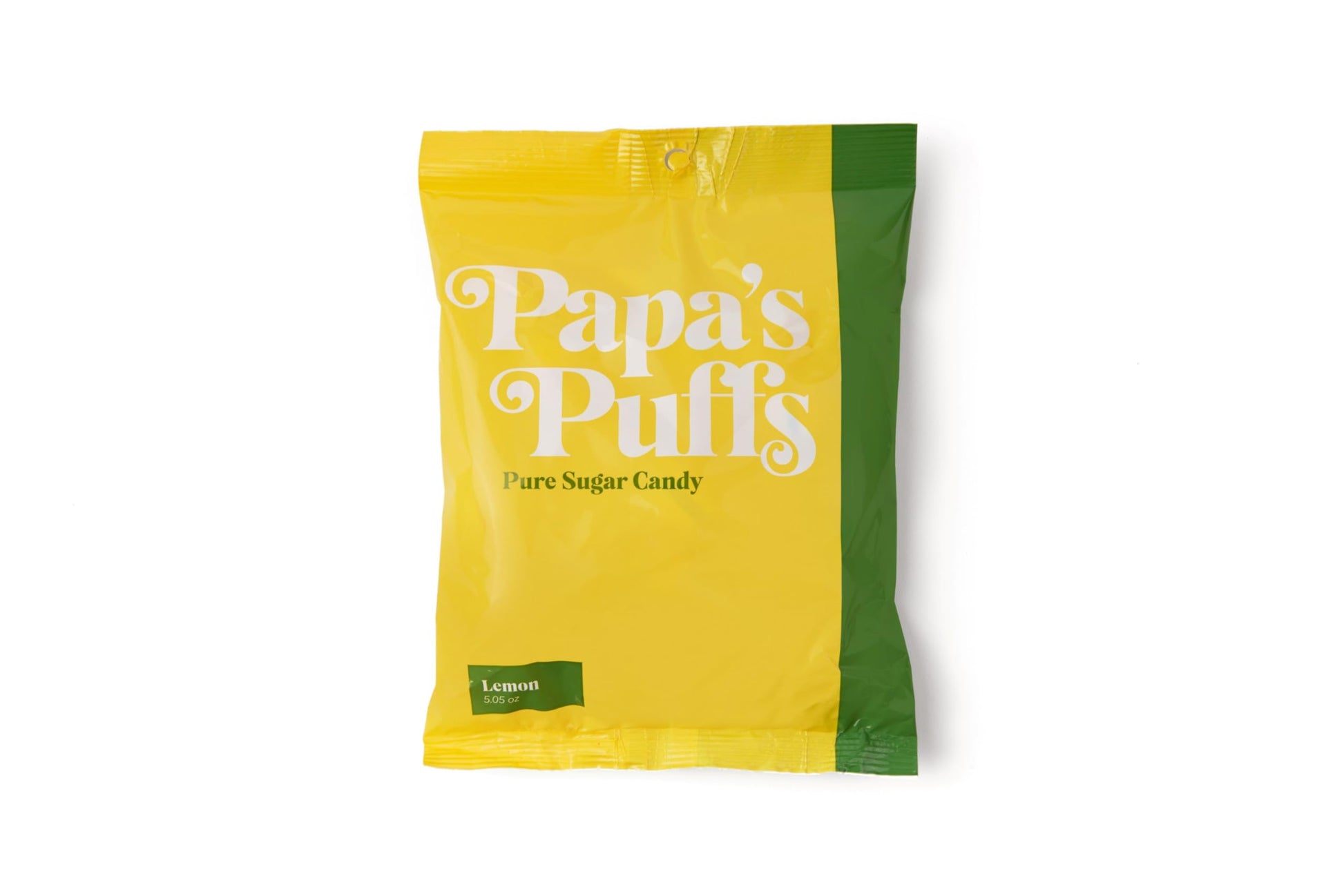 PAPAS PUFFS Lemon Flavored Pure Sugar Candy - Fat-Free, Gluten-Free, 5.05oz Bag - Individually Wrapped