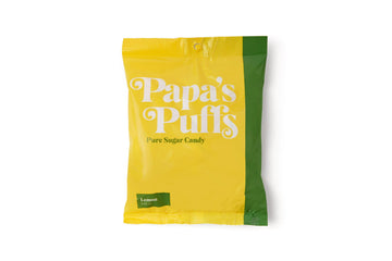 PAPAS PUFFS Lemon Flavored Pure Sugar Candy - Fat-Free, Gluten-Free, 5.05oz Bag - Individually Wrapped