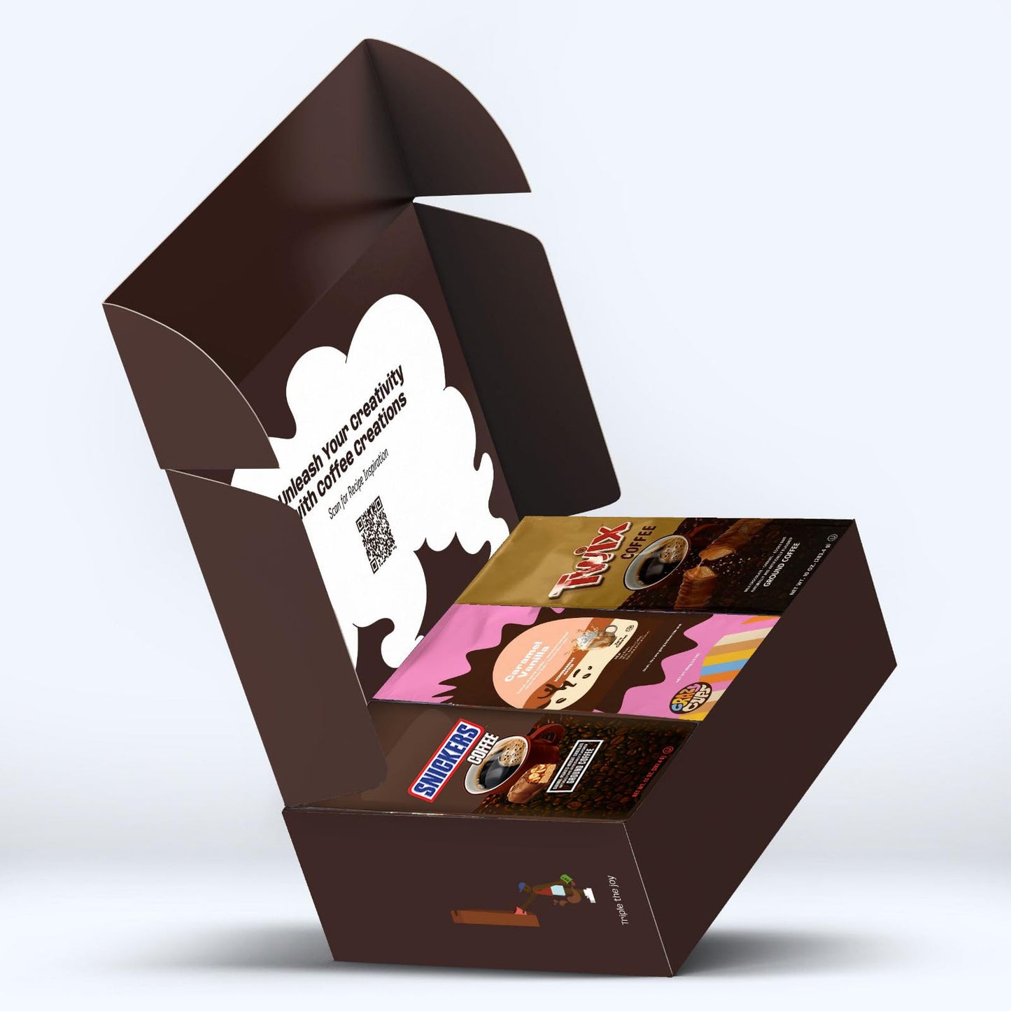 Perfect Samplers Flavored Ground Coffee Gift Box Variety Pack, Milky Way, Twix, Caramel Vanilla, Medium Roast Ground Coffee Sampler, 3 Pack