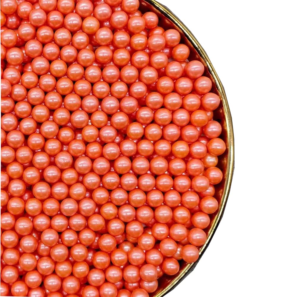 Orange Sprinkles Edible Pearls,130G 4.6Oz Cake Sprinkles,Cookie Sprinkles,Sugar Pearl, Edible Candy Pearls For Cake Cupcake Deco