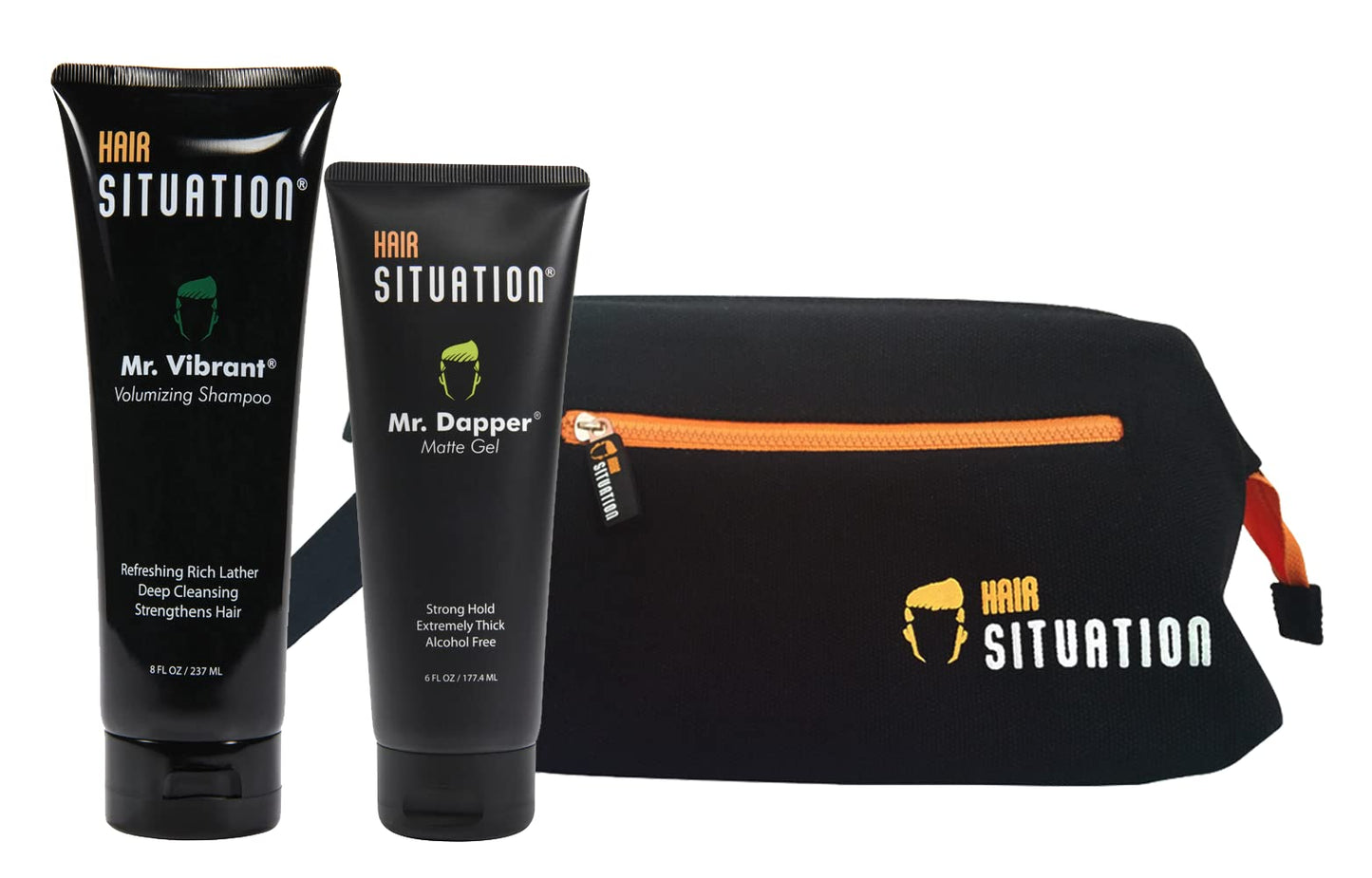 Mr. Dapper Gel, Mr. Vibrant Shampoo And Travel Bag