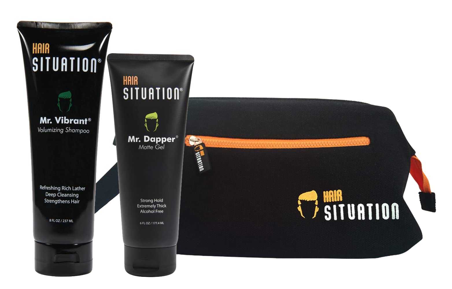 Mr. Dapper Gel, Mr. Vibrant Shampoo And Travel Bag