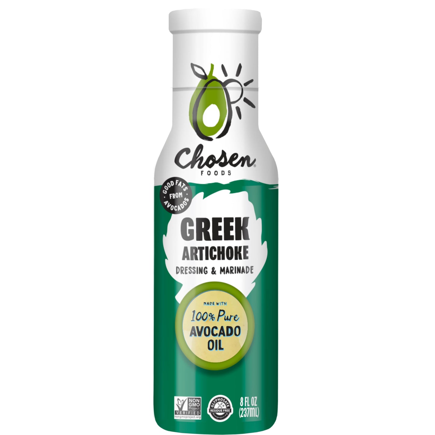 Chosen Foods Greek Artichoke Dressing and Marinade 8 oz with Recipe e-Book Bundle