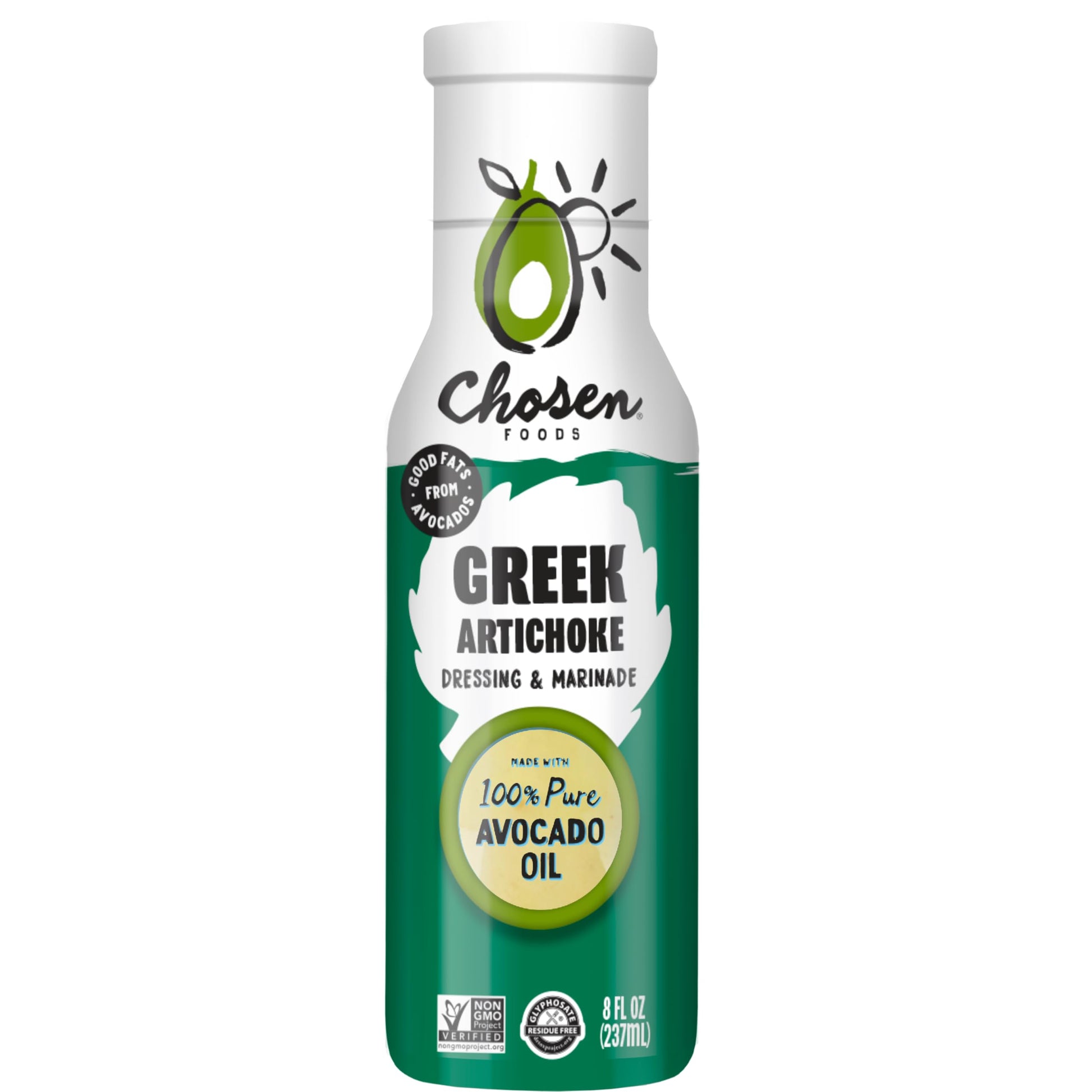 Chosen Foods Greek Artichoke Dressing and Marinade 8 oz with Recipe e-Book Bundle
