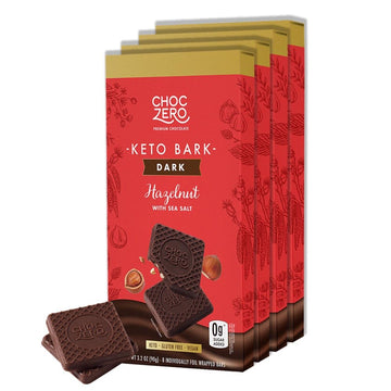 Choczero Keto Bark, Dark Chocolate Hazelnut With Sea Salt, Sugar Free, Low Carb, No Sugar Alcohols, No Artificial Sweeteners, Al