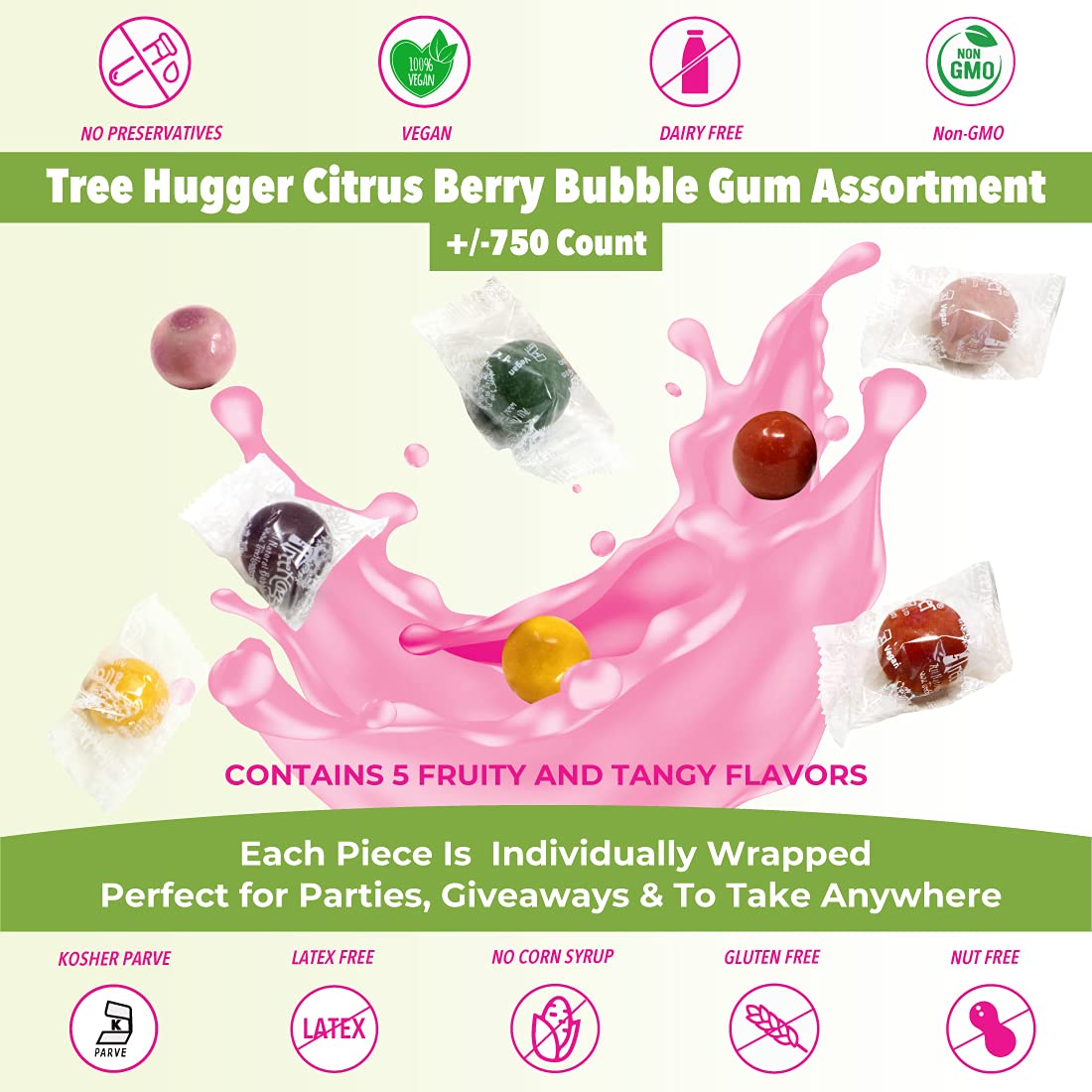 Tree Hugger Gum, Citrus Berry Mix, 750 Count