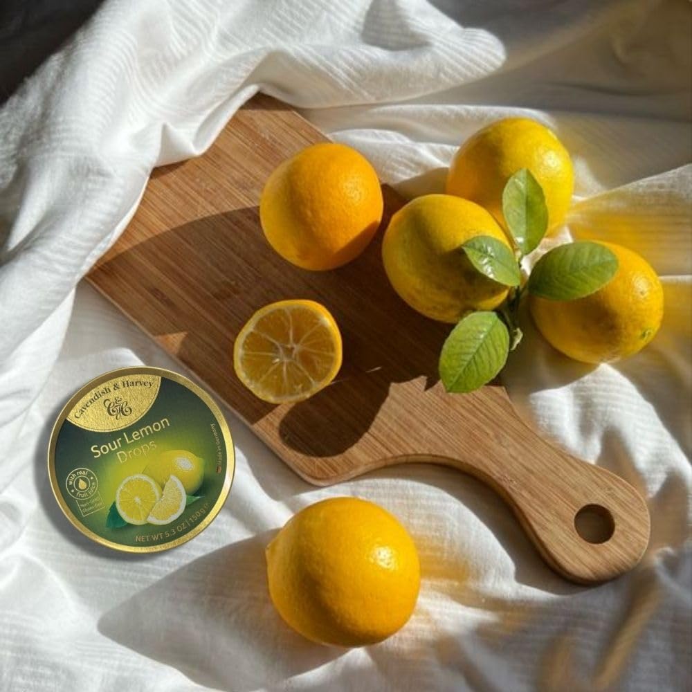 Cavendish & Harvey | Sour Lemon Hard Candy Drops | 5.3 Ounce Tin
