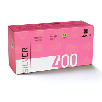 HAODONG Beef Silver Gelatin Sheets - 1KG/2.2LBS (380-400Sheets) 180Bloom Gelatin Leaves for Baking, Cooking Mirror Glaze Dessert