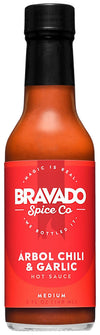 Arbol Chili and Garlic Hot Sauce By Bravado Spice Gluten Free, Vegan, Low Carb, Paleo Hot Sauce All Natural 5 oz Hot Sauce Bottl