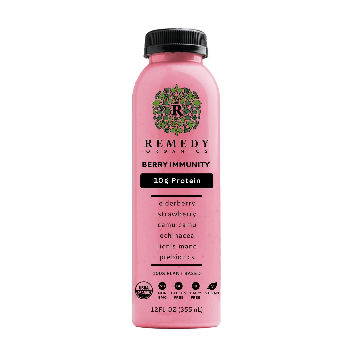 Remedy Organics Berry Immunity 12-Pack | Plant Based 20g Protein Shakes  Ready to Drink | USDA Organic  Gluten Free  Dairy Free  Soy Free