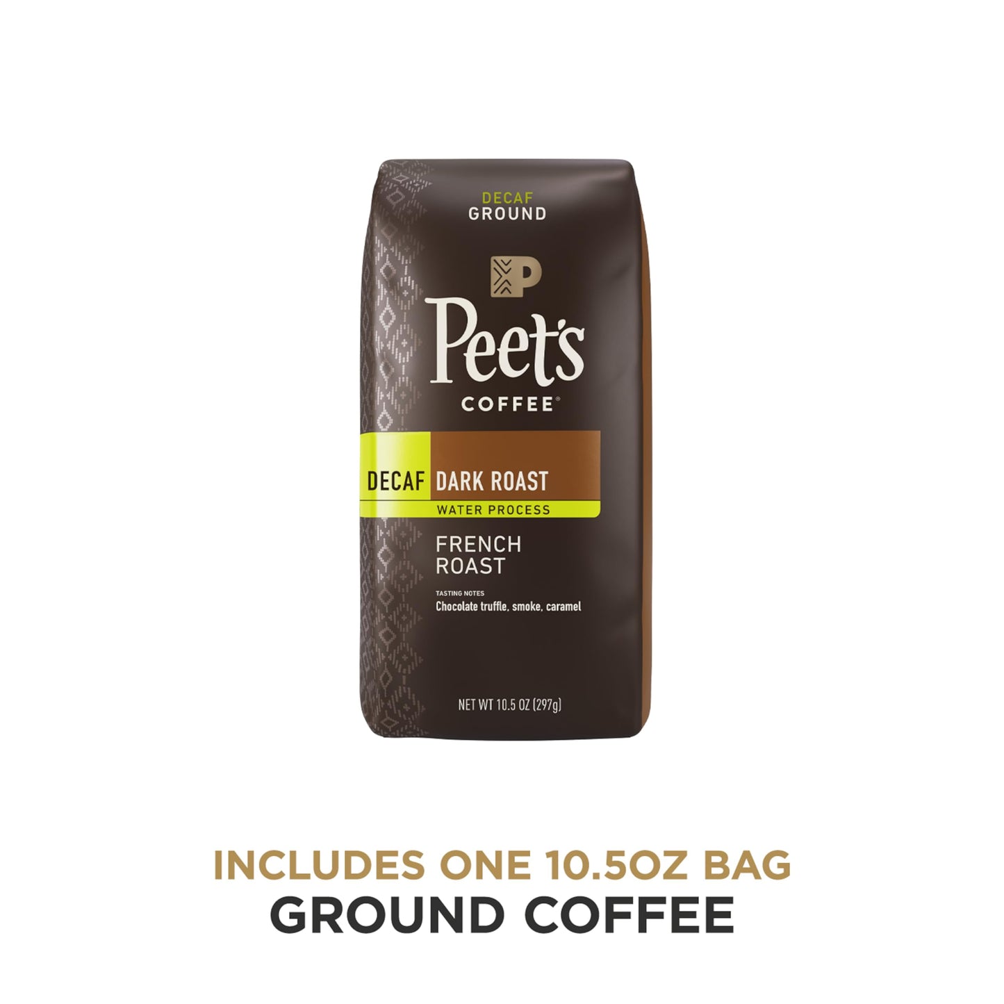 Peets Coffee, Dark Roast Ground Coffee - Decaf French Roast 10.5 Ounce Bag