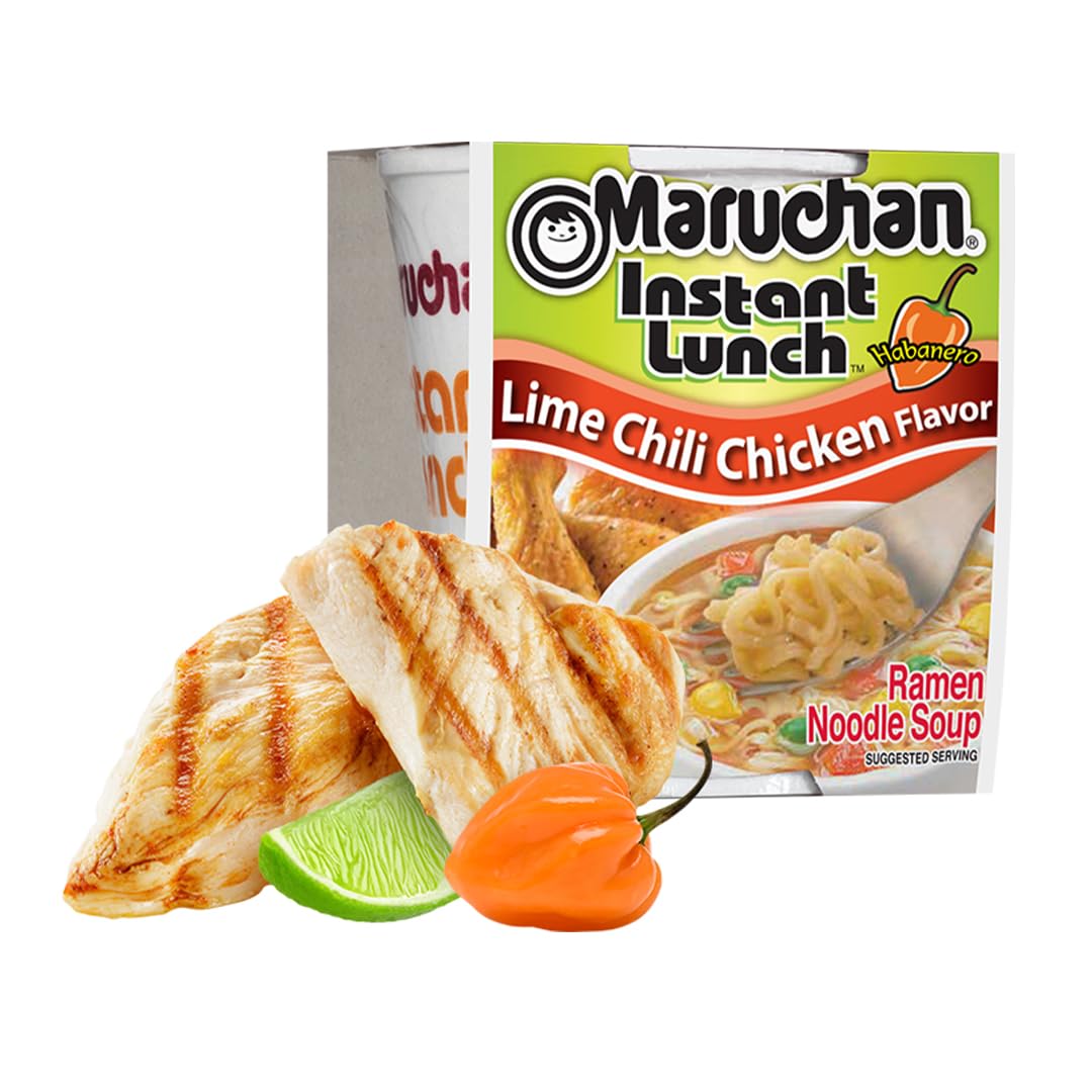 Maruchan Instant Lunch Lime Chili Chicken, Ramen Noodle Soup, Microwaveable Meal, 2.25 Oz, 12 Count