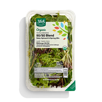 Whole Foods Market, Organic 50-50 Blend, Baby Spinach & Spring Mix, 16 oz