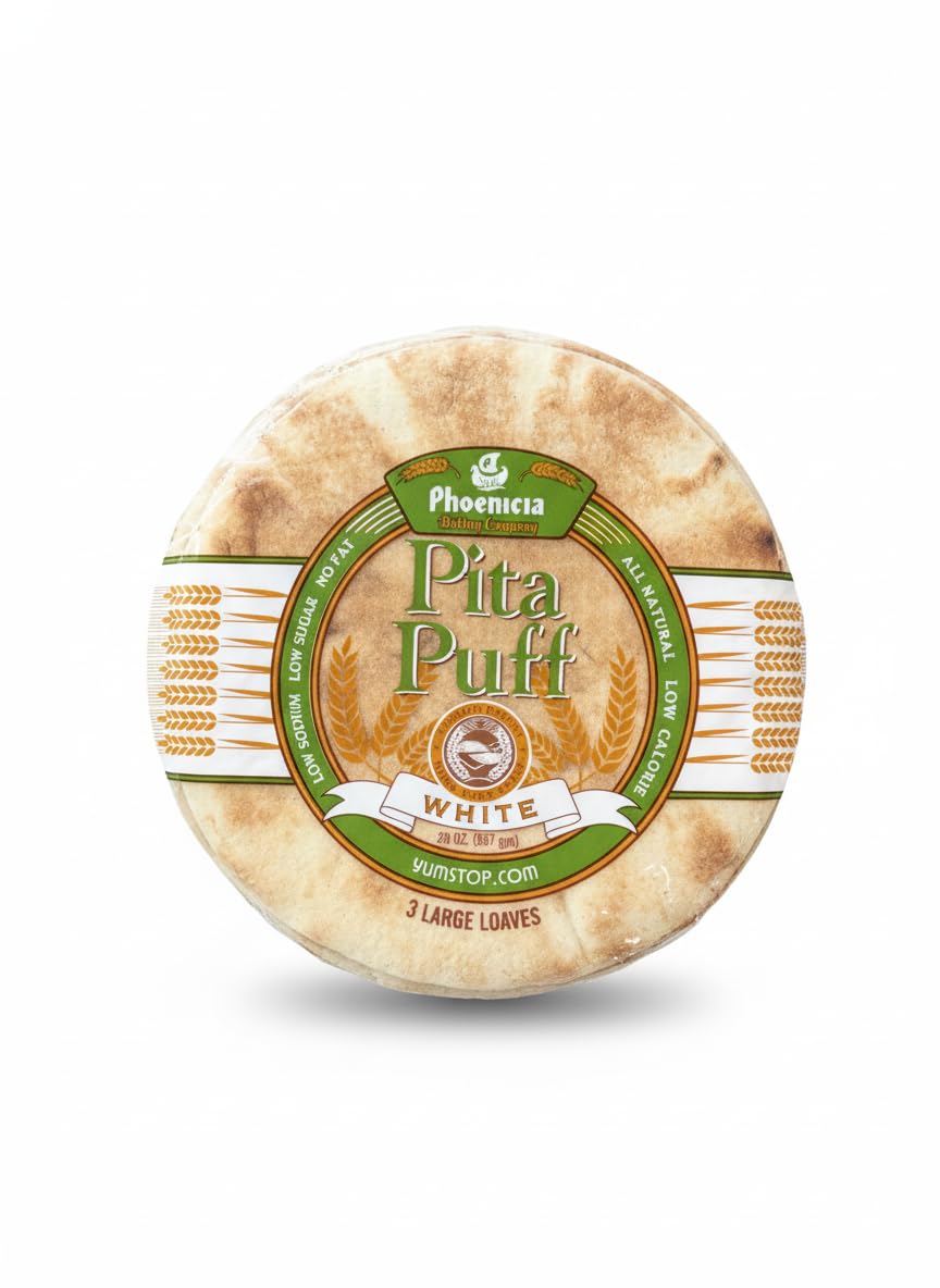 Phoenicia Arabic Pita Bread Puff Fresh White Bread, Medium 9pcs, 20oz, 567g (Pack of 1)