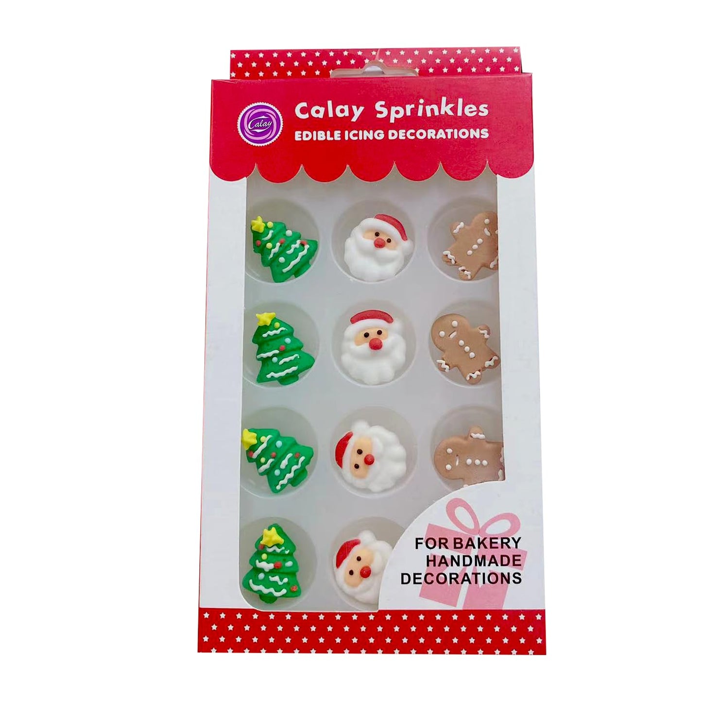 Sentovac 12Pcs Edible Cake Decorations And Cupcake Toppers | Santa, Tree, Sprinkles For Christmas And Birthday Parties
