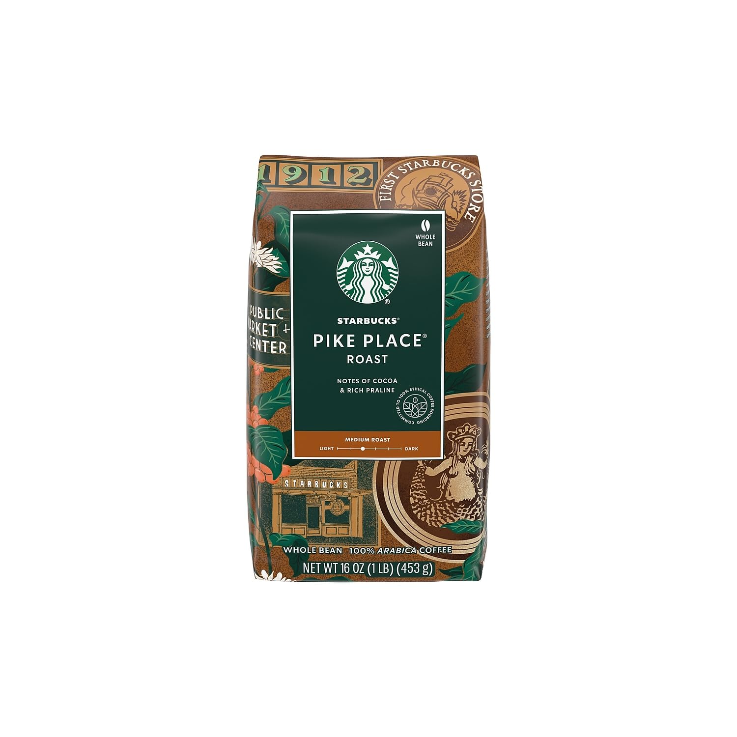 Starbucks Pike Place Beans Coffee, Medium Roast, 16 oz. (11017854)