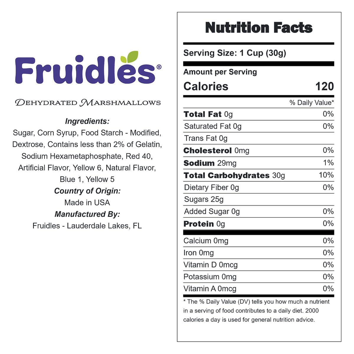 Fruidles Multicolor Mini Dehydrated Marshmallows in Resealable Bag - Mini Marshmallow Bits for Great Toppings (Half-Pound)