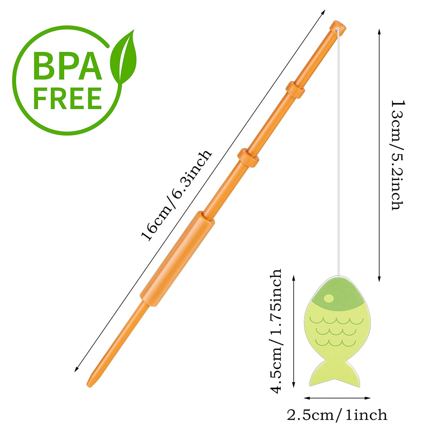 Boao Mini Fish Pole Decoration Picks, 40 Pieces, Plastic, Brown, for Birthday and Tropical Parties