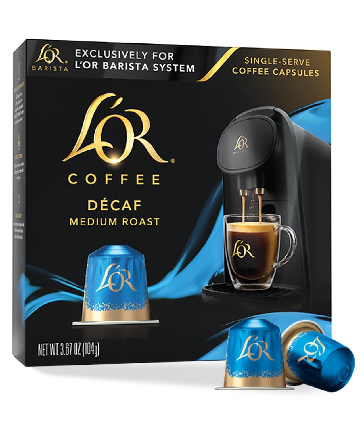 LOR Coffee Pods  10 Count DECAF Medium Roast  Single-Serve Aluminum Coffee Capsules Compatible with the LOR BARISTA System & *Nespresso Original Machines  10 count (Pack of 1)