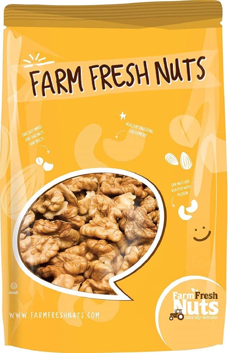 Farm Fresh Nuts Dry Roasted Unsalted Walnuts - Vegan, Keto Friendly, 1 Lb, Light Brown