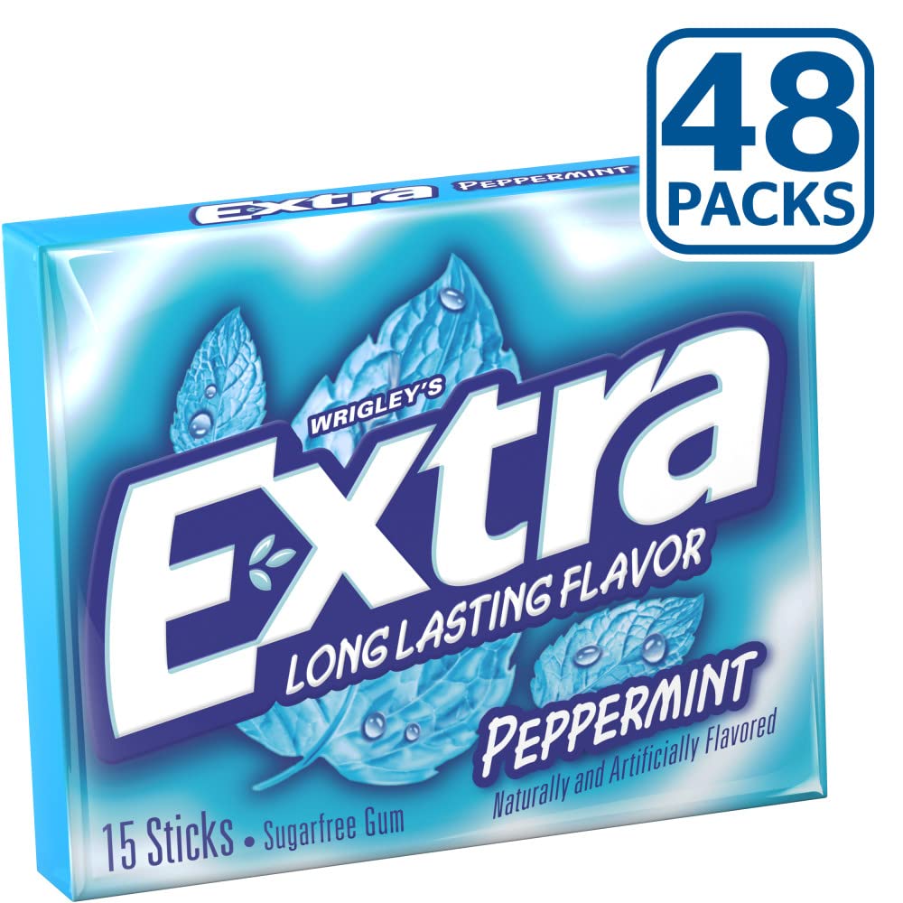 Extra Peppermint Sugar Free Chewing Gum Bulk Pack, 15 Pieces (48 Packs)