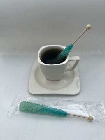 Classic Rock Candy Sticks, Sugar Rock Crystal Lollipops, Individually Wrapped (Pack Of 18, Light Blue Cotton Candy)