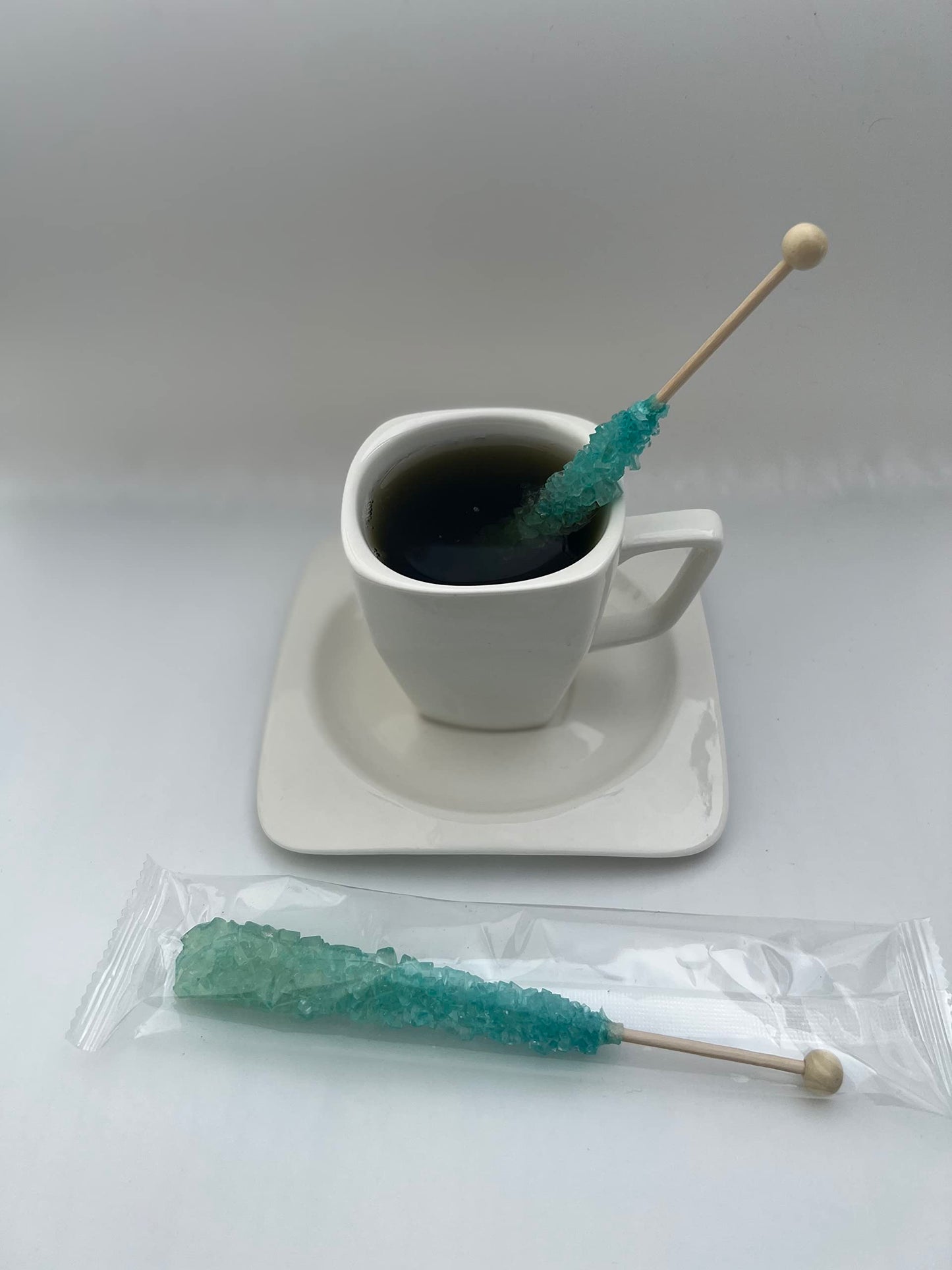 Classic Rock Candy Sticks, Sugar Rock Crystal Lollipops, Individually Wrapped (Pack Of 6, Light Blue Cotton Candy)