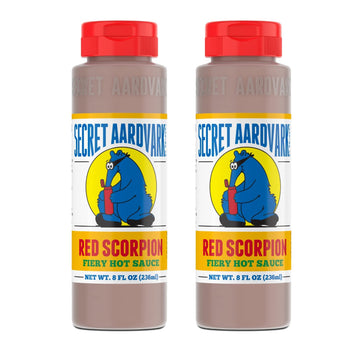 Secret Aardvark Red Scorpion Hot Sauce - Hottest Hot Sauce, Low Carb, Dairy Free, Spicy BBQ Sauce, Hot Sauce & Marinade - 8 fl o