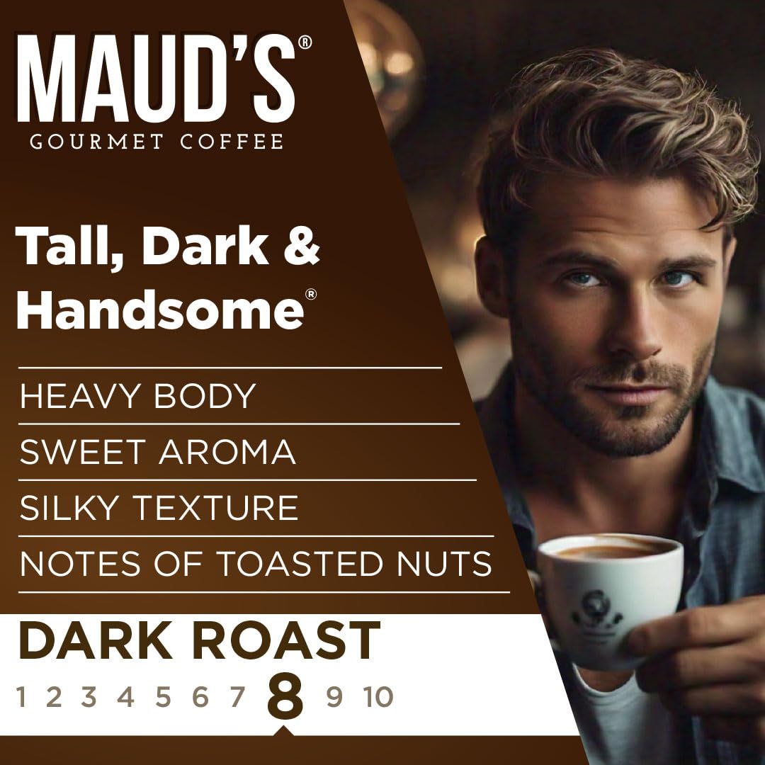 Maud'S Dark Roast Coffee Pods, 100 Ct | Tall, Dark & Handsome Coffee Blend | 100% Arabica Dark Roast Coffee | Solar Energy Produ