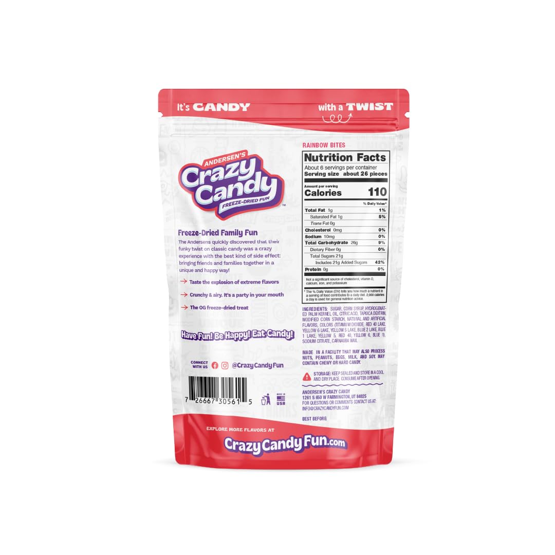 ANDERSENS Crazy Candy Freeze Dried Rainbow Bites - Crunchy Fruity Candy, 5.1 oz