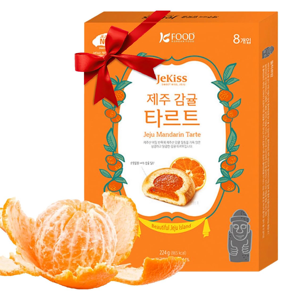 Korean Food Jekiss Jeju Tangerine Tarte (7.90Oz, 8Ea) From Jeju Island, Korean Dessert, Korean Snack, Gift From Korea, Individually Packed